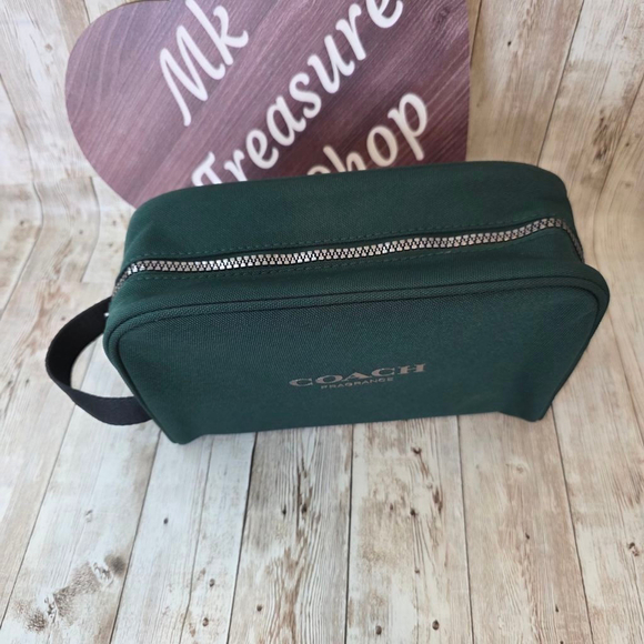Women's Coach Dark Green Silver Cosmetic Bag - Picture 2 of 5